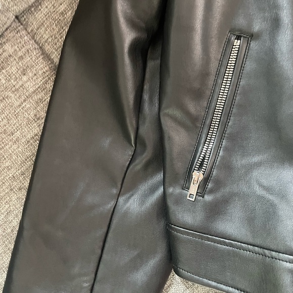 Black Leather Moto Jacket Asymmetrical Zipper - Picture 7 of 7